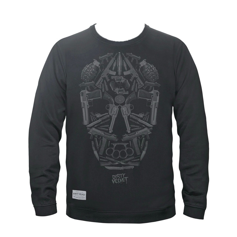 Dirty Velvet Skull‎ Graphic Sweatshirt Mens Large Black Crewneck Streetwear